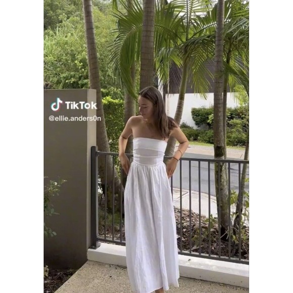 DISSH NEW Lexi White Linen Midi Dress Size US 12 AU 16 - Picture 12 of 16